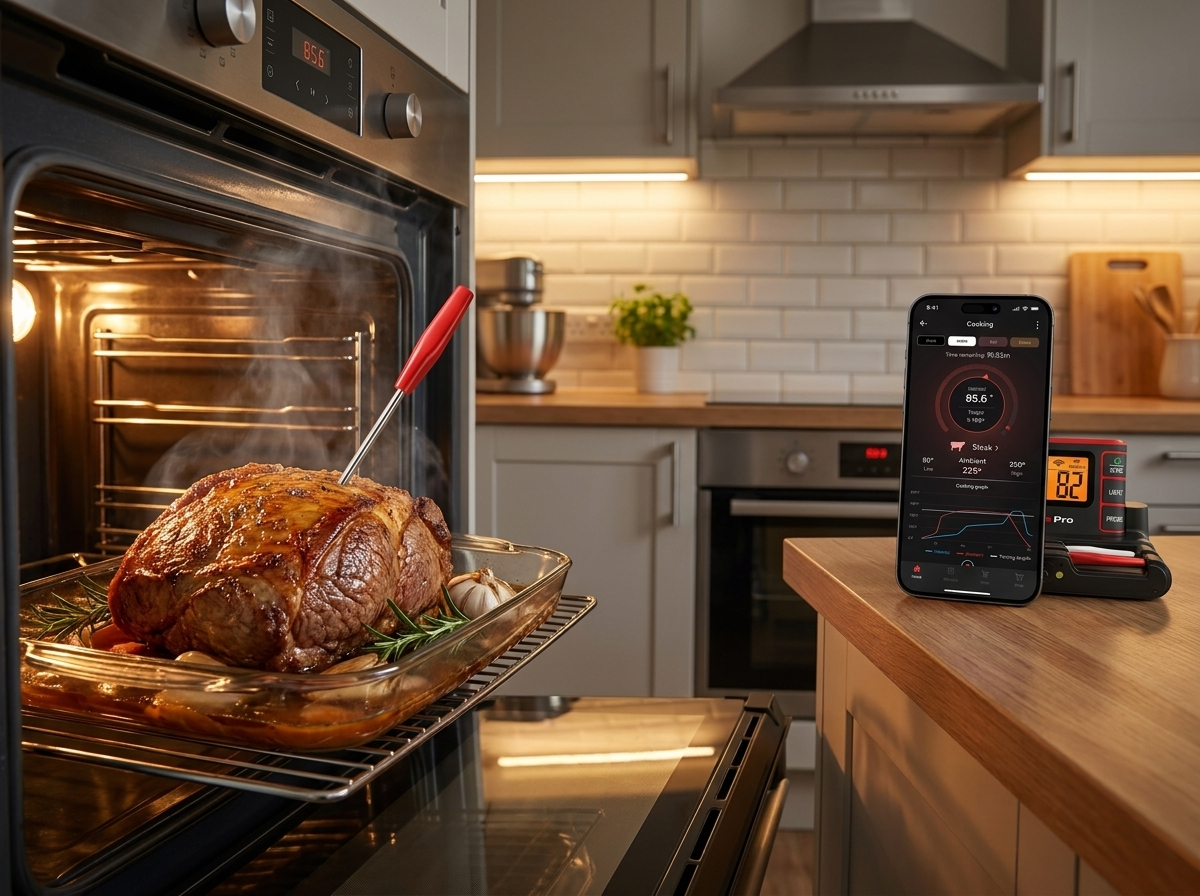 Thermopro TP980-4 Şarjlı 320m Kablosuz Alarmlı 4Problu APP, Monitörlü Profesyonel Gıda Termometresi